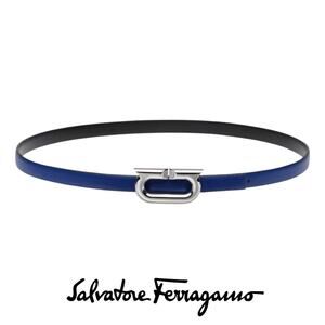 Salvatore Ferragamo Gancio Ellipse Skinny Leather Belt Size 80/32"